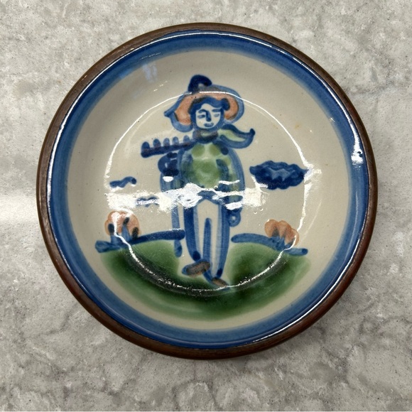 M.A. Hadley Pottery Set of 3 Trinket Dish 4”  Coasters Copper Back - Picture 3 of 5